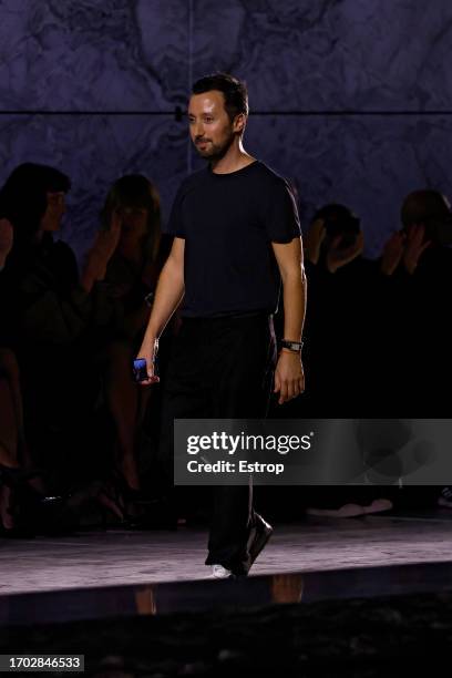 Fashion designer Anthony Vaccarello at the runway during the Saint Laurent Womenswear Spring/Summer 2024 show as part of Paris Fashion Week on...