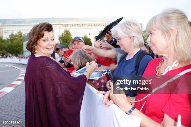 Swedish actress Inger Nilsson attends the 28th Leipzig Opera Ball at Oper Leipzig on October 2, 2023 in Leipzig, Germany.