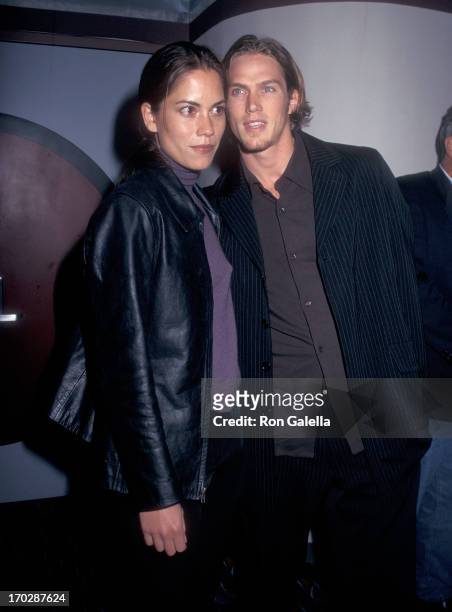 Actress Maxine Bahns and model Jason Lewis attend "The Game" New York City Premiere on September 3, 1997 at Sony 19th Street Theatre in New York City.