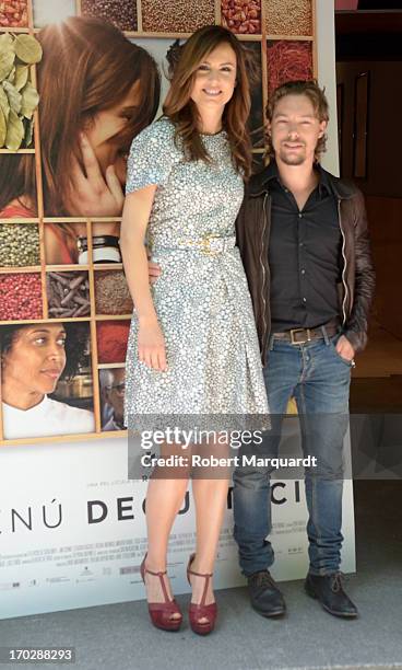 Claudia Bassols and Jan Cornet pose during a photocall for their latest film 'Menu Degustacion' at the Cine Girona on June 10, 2013 in Madrid, Spain.