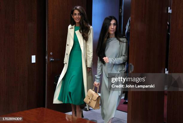 Amal Clooney, Barrister and Co-Founder and Co-President of the Clooney Foundation for Justice and Nadia Murad, President and Chairwoman of Nadia’s...