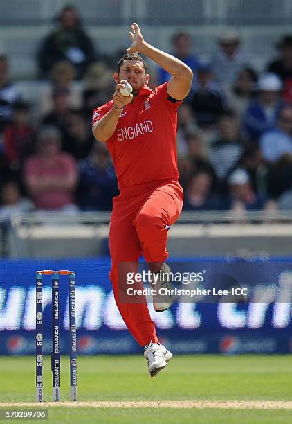 Tim Bresnan of England in action during the ICC Champions Trophy Group A match between England and Australia at Edgbaston on June 8, 2013 in...