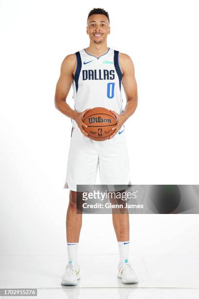 Dante Exum of the Dallas Mavericks poses for a portrait during 2023 NBA Media Day on September 29, 2023 at the American Airlines Center in Dallas,...