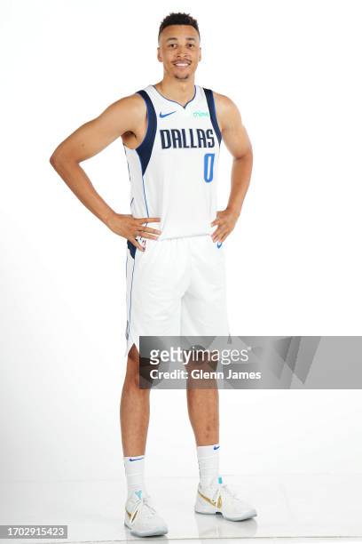 Dante Exum of the Dallas Mavericks poses for a portrait during 2023 NBA Media Day on September 29, 2023 at the American Airlines Center in Dallas,...