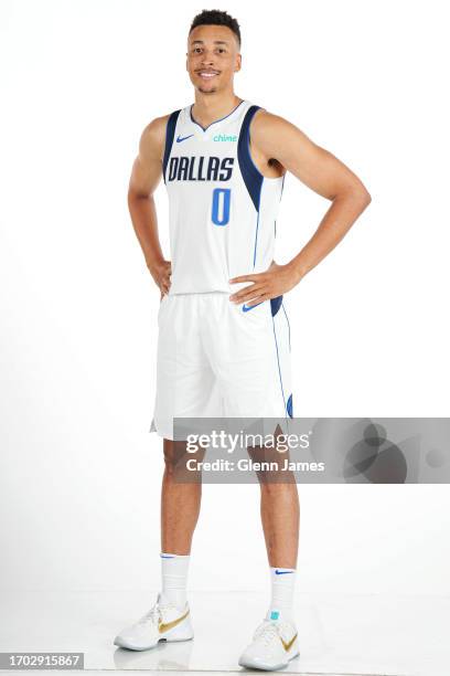 Dante Exum of the Dallas Mavericks poses for a portrait during 2023 NBA Media Day on September 29, 2023 at the American Airlines Center in Dallas,...