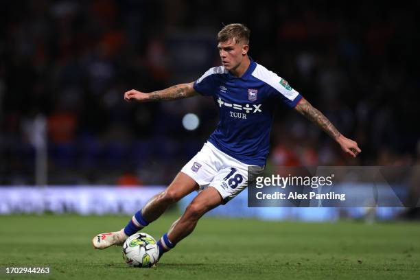 Brandon Williams of Ipswich Town during the Carabao Cup Third Round match between Ipswich Town and Wolverhampton Wanderers at Portman Road on...