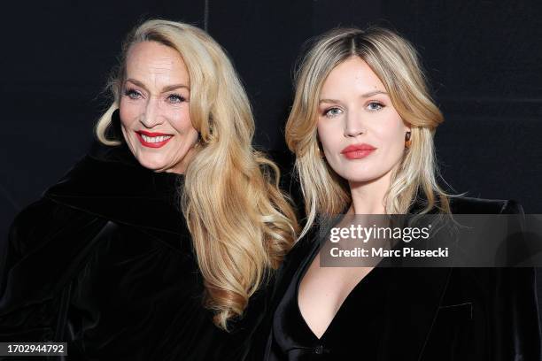 Jerry Hall and Georgia May Jagger attend the Saint Laurent Womenswear Spring/Summer 2024 show as part of Paris Fashion Week on September 26, 2023 in...