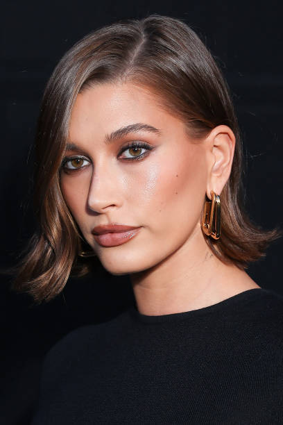Hailey Bieber attends the Saint Laurent Womenswear Spring/Summer 2024 show as part of Paris Fashion Week on September 26, 2023 in Paris, France.