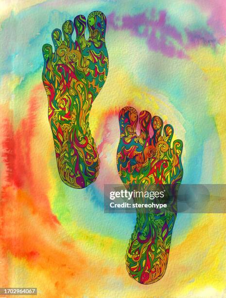 rainbow walk - dance steps pattern stock illustrations