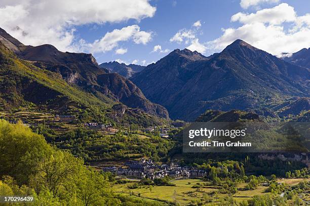 Ski resorts El Pueyo de Jaca and Panticosa in landscape of Valle de Tena in the Pyrenees in Aragon, Northern Spain