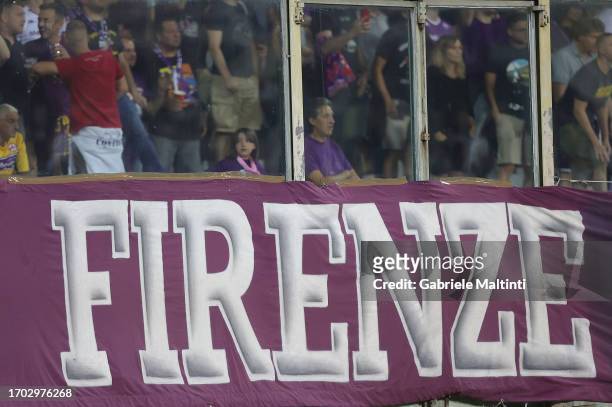 Fans of ACF Fiorentina during the Serie A TIM match between ACF Fiorentina and Cagliari Calcio at Stadio Artemio Franchi on October 2, 2023 in...