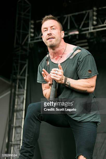 Greg Puciato of The Dillinger Escape Plan performs during the 2013 Orion Music + More Festival at Belle Isle Park on June 9, 2013 in Detroit,...