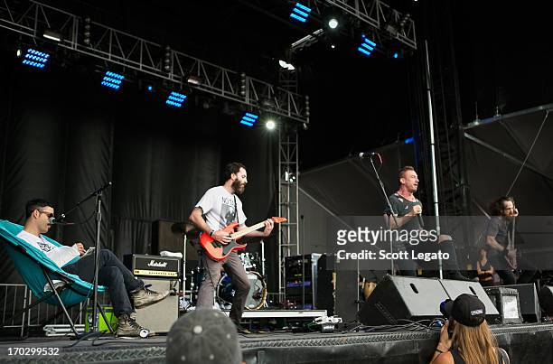 The Dillinger Escape Plan performs during the 2013 Orion Music + More Festival at Belle Isle Park on June 9, 2013 in Detroit, Michigan.