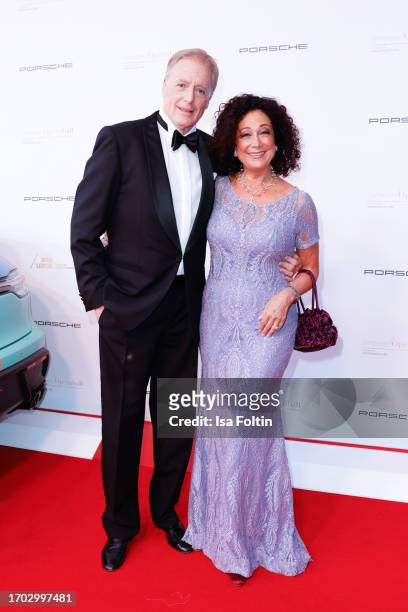 Austrian actor Albert Fortell and Austrian actress Barbara Wussow attend the 28th Leipzig Opera Ball at Oper Leipzig on October 2, 2023 in Leipzig,...