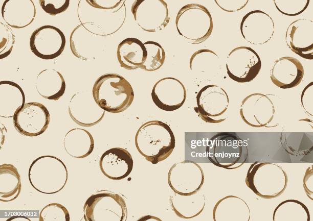coffee cup stains seamless wallpaper - coffee stain stock illustrations
