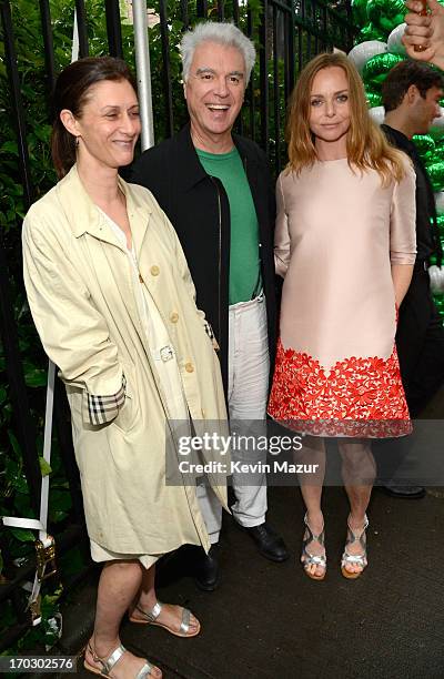 Adelle Lutz, David Byrne and Stella McCartney attend the Stella McCartney Spring 2014 Collection Presentation at West 10th Street on June 10, 2013 in...