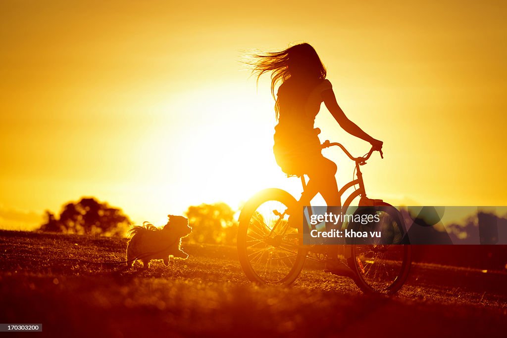 Dog chasing girl