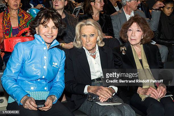 Monique Lang, Micheline Maus and Charlotte Aillaud attend a tribute to late fashion designer Yves Saint Laurent at Opera Bastille on June 10, 2013 in...