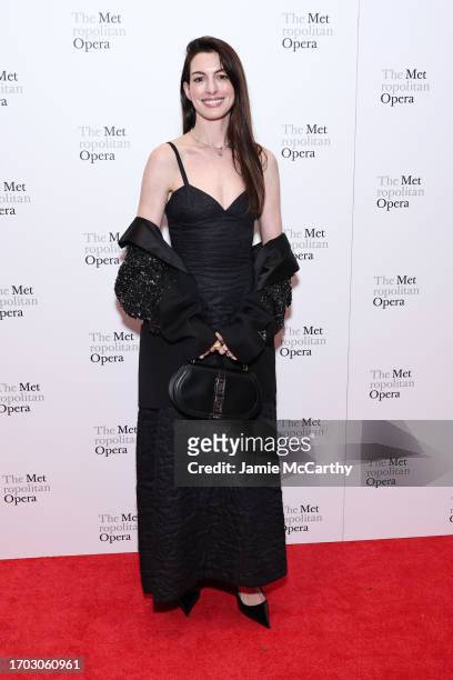 Anne Hathaway attends the opening night gala of Metropolitan Opera's "Dead Man Walking" at Lincoln Center on September 26, 2023 in New York City.