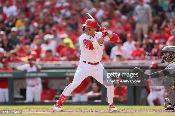 Joey Votto of the Cincinnati Reds against the Pittsburgh Pirates at Great American Ball Park on September 24, 2023 in Cincinnati, Ohio.