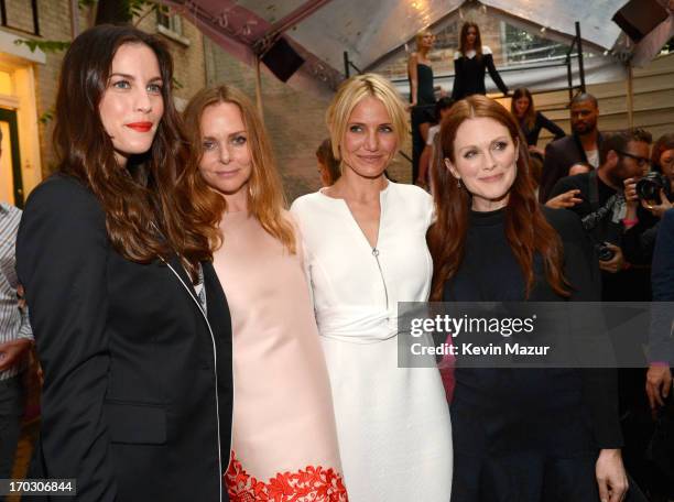 Liv Tyler, Stella McCartney, Cameron Diaz and Julianne Moore attend the Stella McCartney Spring 2014 Collection Presentation at West 10th Street on...