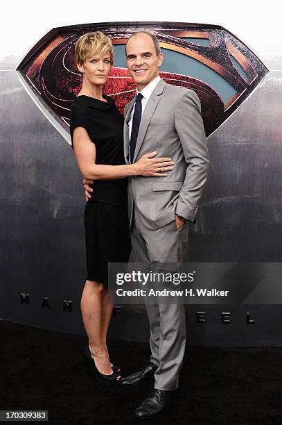 Actress Karyn Mendel and Actor Michael Kelly attend the "Man Of Steel" world premiere at Alice Tully Hall at Lincoln Center on June 10, 2013 in New...