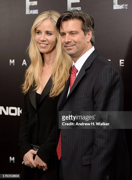 President of DC Comics Diane Nelson and Peter Nelson attend the "Man Of Steel" world premiere at Alice Tully Hall at Lincoln Center on June 10, 2013...