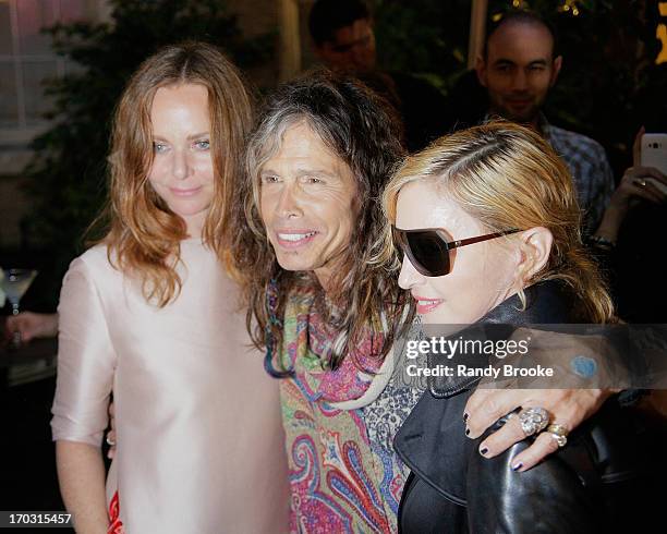 Stella McCartney, Steven Tyler and Madonna at West 10th Street on June 10, 2013 in New York City.