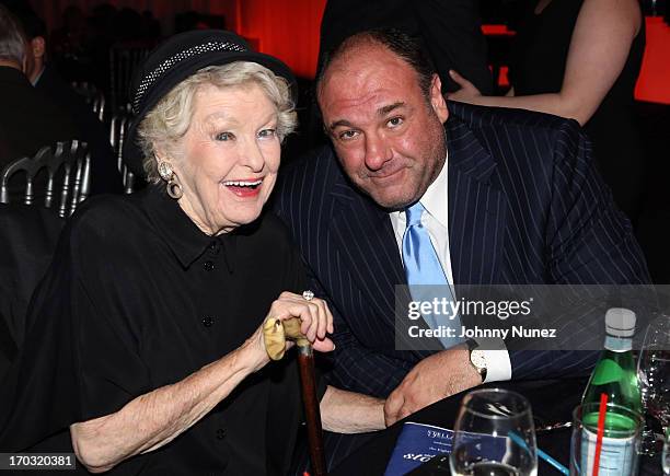 Actress and honoree Elaine Stritch and actor James Gandolfini attend the 8th Annual Stella By Starlight Benefit Gala at Espace on June 10 in New York...