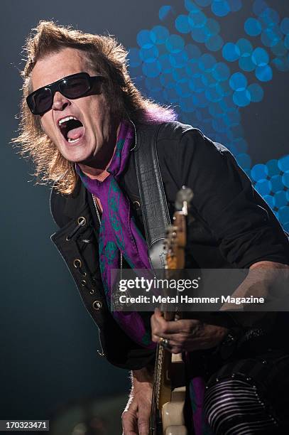 British bassist and vocalist Glenn Hughes performing live onstage during the Marshall 50 Years Of Loud anniversary concert at Wembley Arena,...