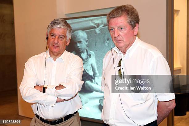 Chairman David Bernstein and England manager Roy Hodgson during a visit to Yad Vashem on June 11, 2013 in Jerusalem, Israel.