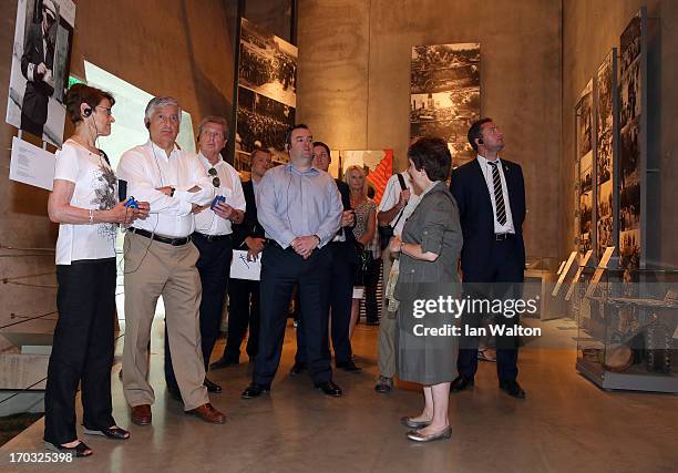 Chairman David Bernstein and England manager Roy Hodgson during a visit to Yad Vashem on June 11, 2013 in Jerusalem, Israel.