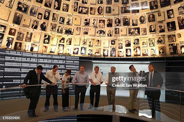 Chairman David Bernstein and England manager Roy Hodgson during a visit to Yad Vashem on June 11, 2013 in Jerusalem, Israel.