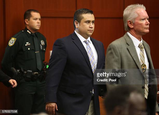 George Zimmerman C arrives in Seminole circuit court on the second day of his trial in Seminole circuit court June 11, 2013 in Sanford, Florida. Jury...