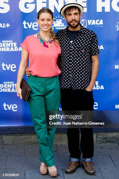 Spanish actress Manuela Velles and Unax Ugalde attend "Somos Gente Honrada" photocall at Proyecciones Cinema on June 11, 2013 in Madrid, Spain.