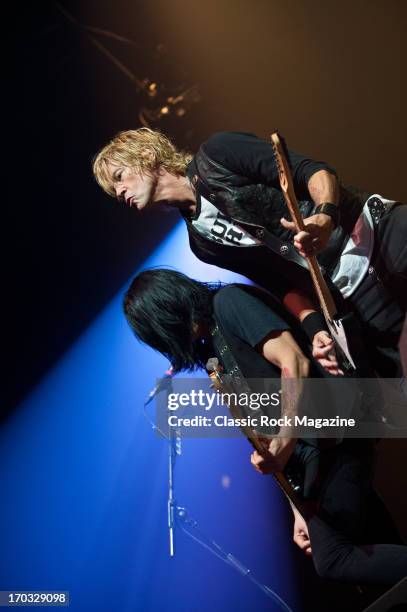 Duff McKagan and Jeff Rouse of American hard rock band Loaded performing live onstage at the Wembley Arena, October 28, 2012.