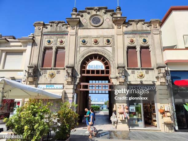 balena bath house art deco architecture in viareggio, tuscany, italy - balena stock pictures, royalty-free photos & images