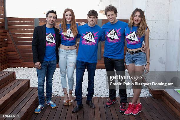 Canco Rodriguez, Ana Polvorosa, Adrian Lastra, Daniel Diges and Andrea Guasch attend 'Hoy No Me Puedo Levantar' presentation at Torre Madrid on June...