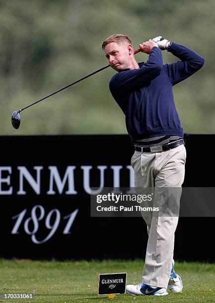 Alex Boyton of Skidby Lakes Golf Club tees off on the 10th hole during the first round of the Glenmuir PGA Professional Championship on the Hunting...