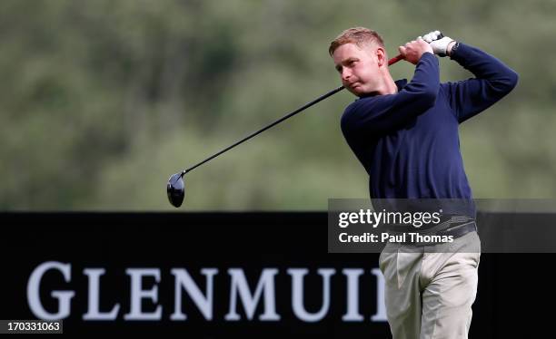 Alex Boyton of Skidby Lakes Golf Club tees off on the 10th hole during the first round of the Glenmuir PGA Professional Championship on the Hunting...