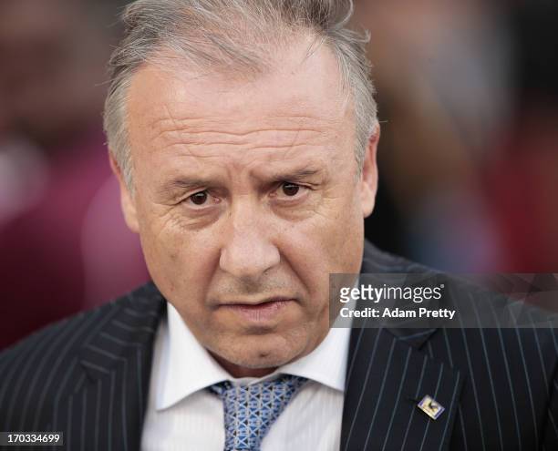 Head Coach of Japan Alberto Zaccheroni before the FIFA World Cup Asian qualifier match between Iraq and Japan at Al-Arabi Stadium on June 11, 2013 in...