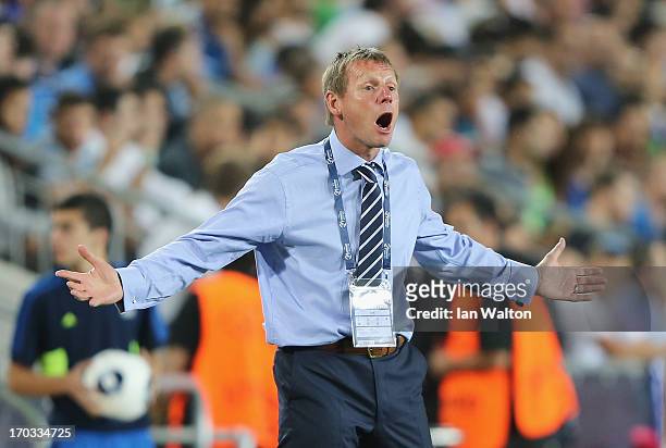 Manager Stuart Pearce of England during UEFA European U21 Championships, Group A match between Israel and England at Teddy Stadium on June 11, 2013...