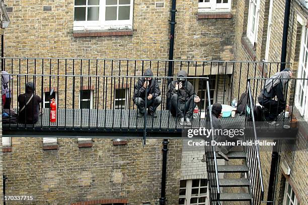 Activists occupy a convergence centre of the Stop G8 protest group off Beak Street ahead of next week's G8 summit in Northern Ireland on June 11,...