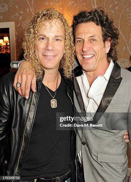 Bon Jovi keyboardist David Bryan and Stephen Webster attend a private dinner previewing the new 'Alex James Presents' Blue Monday cheese at The...