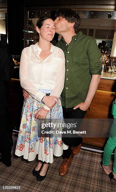 Claire James and Alex James attend a private dinner previewing the new 'Alex James Presents' Blue Monday cheese at The Cadogan Hotel on June 11, 2013...