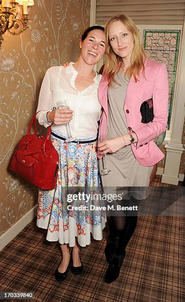 Claire James and Jade Parfitt attend a private dinner previewing the new 'Alex James Presents' Blue Monday cheese at The Cadogan Hotel on June 11,...