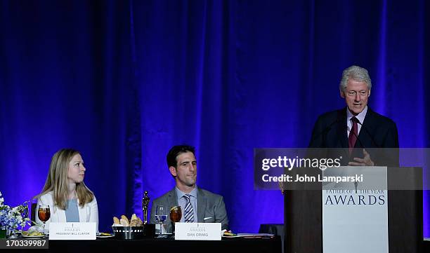 Chlesea Clinton Dan Orwig and Former President of the United States Bill Clintonattend the 72nd Annual Father Of The Year Awards at the Grand Hyatt...