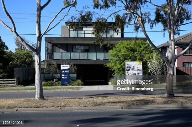 Lease" sign outside a residential property in the suburb of Mulgrave in Melbourne, Australia, on Monday, Oct. 2, 2023. Australian home prices stayed...