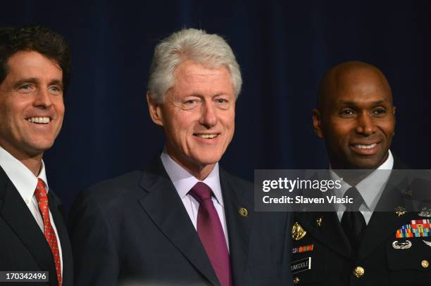 Mark K. Shriver, former U.S. President Bill Clinton and Major Jackson Drumgoole ll attend 72nd Annual Father Of The Year Awards at Grand Hyatt New...