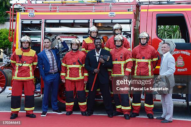 Charlie Barnett, Eamonn Walker and David Eigenberg pose at the 'Chicago Fire' Photocall with the Monaco fire brigade during the 53rd Monte-Carlo TV...
